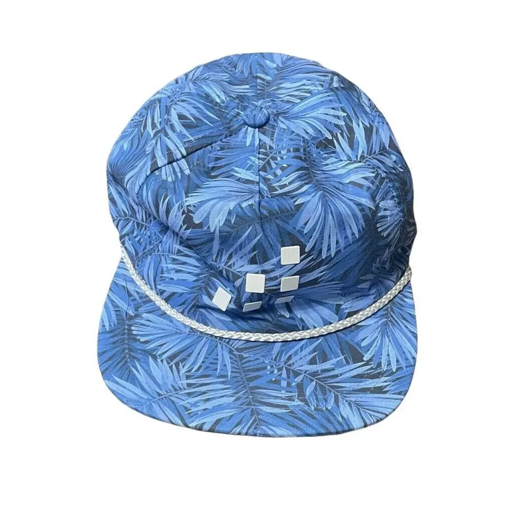NEW Imperial Golf Tropical Floral Rope Brim Strapback Hat Cap Blue Adjustable Me